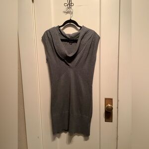 Grey Sweater Dress with Cowl